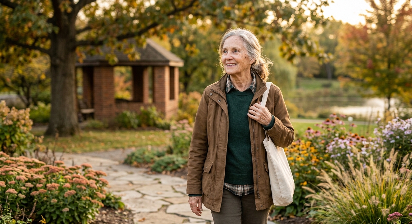 Senior couple doing gentle cardio exercise outdoors for heart health and wellness