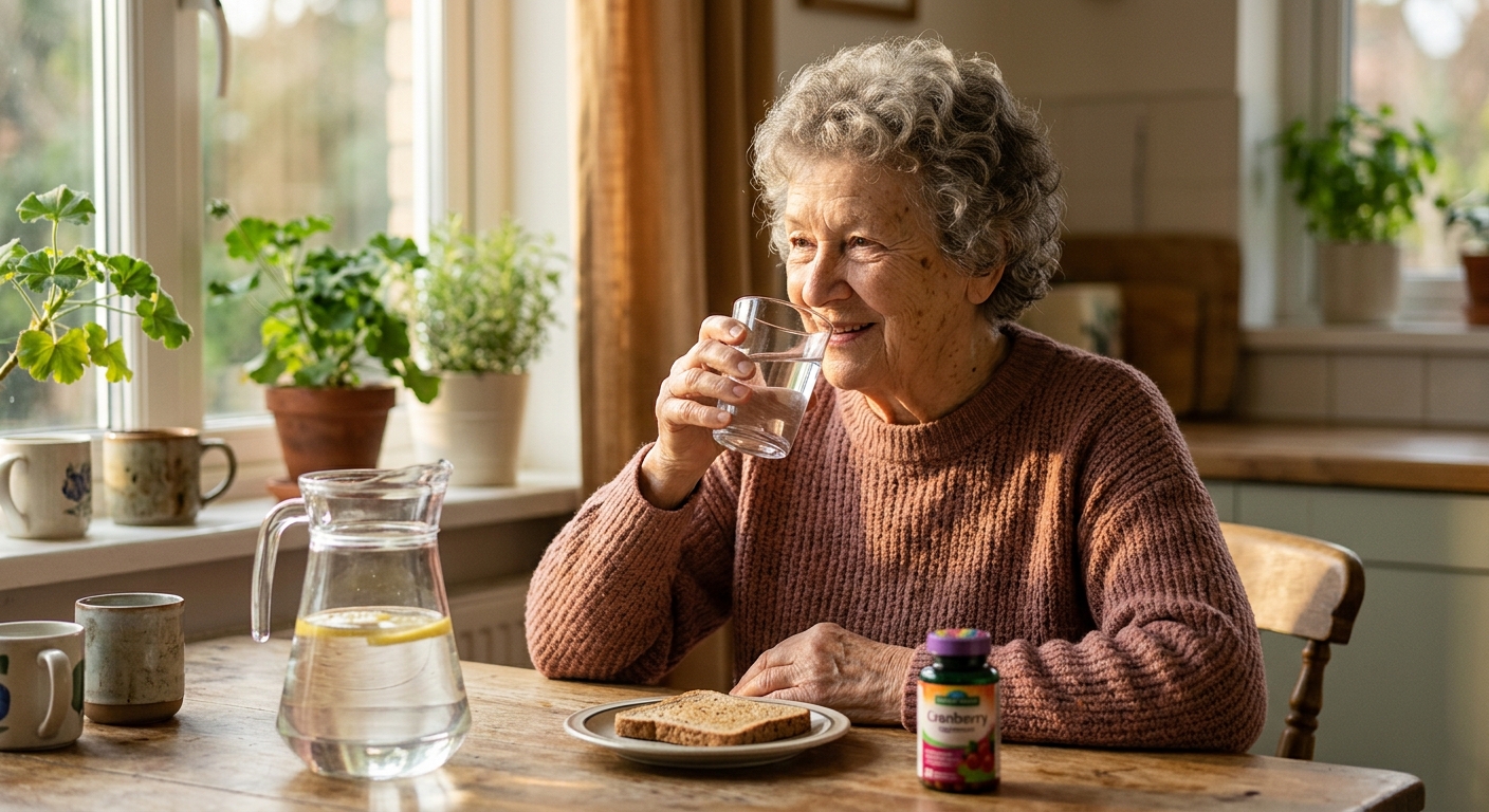 Elderly woman consulting with her doctor about urinary health prevention strategies